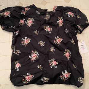 Forever 21 Girls black blouse with flowers